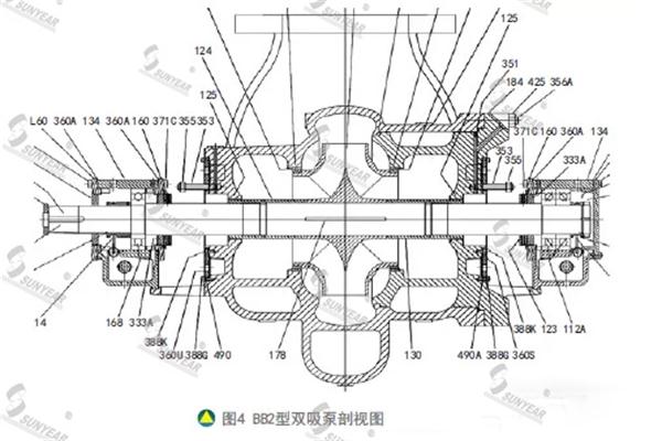 BB2型双吸泵剖视图