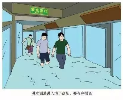 洪水倒灌进地下商场，要有序撤离