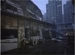 郑州一处工地宿舍突发大火 板房被烧严重扭曲